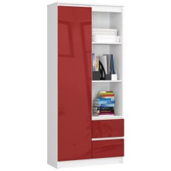REGAŁ BIUROWY R 80 cm CLP R11 BIAŁY / CZERWONY POŁYSK
