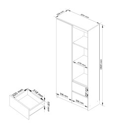 REGAŁ BIUROWY R 80 cm CLP R11 BIAŁY / CZERWONY POŁYSK