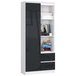 REGAŁ BIUROWY R 80 cm CLP R11 BIAŁY / GRAFIT POŁYSK