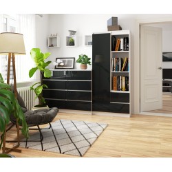 REGAŁ BIUROWY R 80 cm CLP R11 BIAŁY / GRAFIT POŁYSK