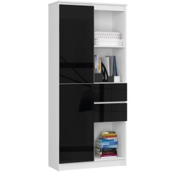 REGAŁ BIUROWY R 80 cm CLP R15 PK BIAŁY / CZARNY POŁYSK