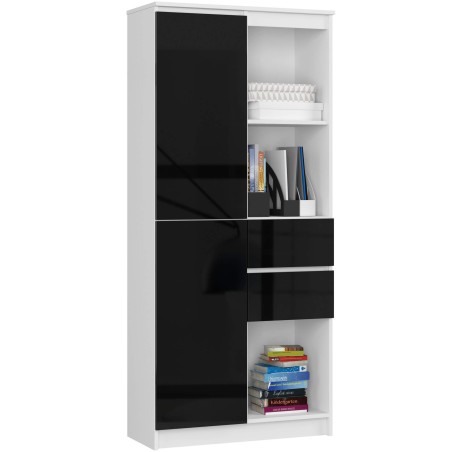REGAŁ BIUROWY R 80 cm CLP R15 PK BIAŁY / CZARNY POŁYSK