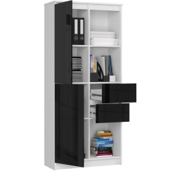 REGAŁ BIUROWY R 80 cm CLP R15 PK BIAŁY / CZARNY POŁYSK