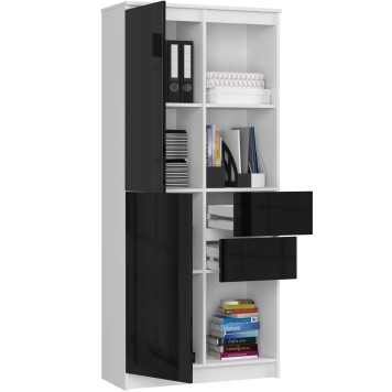 REGAŁ BIUROWY R 80 cm CLP R15 PK BIAŁY / CZARNY POŁYSK