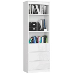 REGAŁ BIUROWY R 60 cm CLP 3 SZUFLADY 2 PÓŁKI BIAŁY / BIAŁY POŁYSK