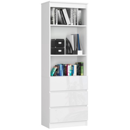 REGAŁ BIUROWY R 60 cm CLP 3 SZUFLADY 2 PÓŁKI BIAŁY / BIAŁY POŁYSK
