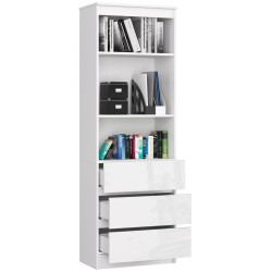 REGAŁ BIUROWY R 60 cm CLP 3 SZUFLADY 2 PÓŁKI BIAŁY / BIAŁY POŁYSK