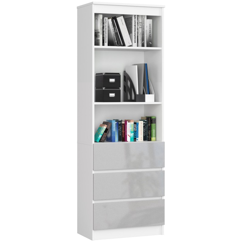 REGAŁ BIUROWY R 60 cm CLP 3 SZUFLADY 2 PÓŁKI BIAŁY / METALIK POŁYSK REGAŁ BIUROWY R 60 cm CLP 3 SZUFLADY 2 PÓŁKI BIAŁY / METALIK POŁYSK