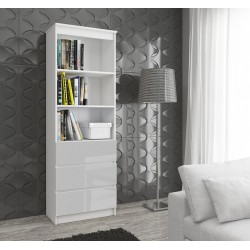 REGAŁ BIUROWY R 60 cm CLP 3 SZUFLADY 2 PÓŁKI BIAŁY / METALIK POŁYSK