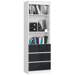 REGAŁ BIUROWY R 60 cm CLP 3 SZUFLADY 2 PÓŁKI BIAŁY / GRAFIT POŁYSK