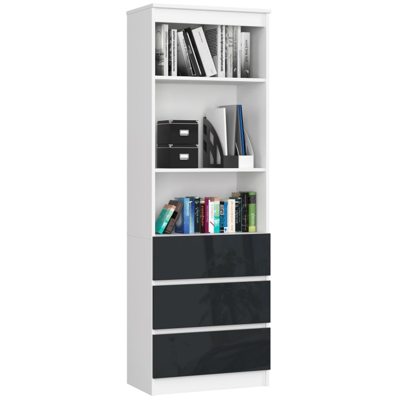 REGAŁ BIUROWY R 60 cm CLP 3 SZUFLADY 2 PÓŁKI BIAŁY / GRAFIT POŁYSK REGAŁ BIUROWY R 60 cm CLP 3 SZUFLADY 2 PÓŁKI BIAŁY / GRAFIT POŁYSK