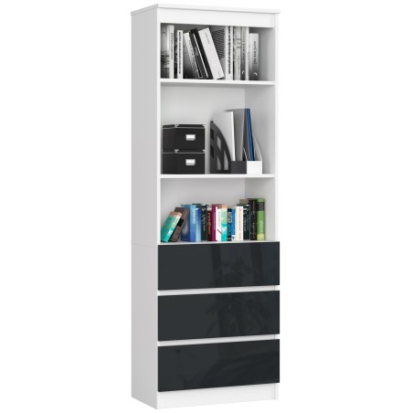 REGAŁ BIUROWY R 60 cm CLP 3 SZUFLADY 2 PÓŁKI BIAŁY / GRAFIT POŁYSK