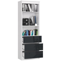 REGAŁ BIUROWY R 60 cm CLP 3 SZUFLADY 2 PÓŁKI BIAŁY / GRAFIT POŁYSK