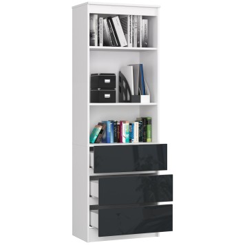 REGAŁ BIUROWY R 60 cm CLP 3 SZUFLADY 2 PÓŁKI BIAŁY / GRAFIT POŁYSK