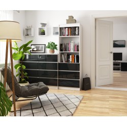 REGAŁ BIUROWY R 60 cm CLP 3 SZUFLADY 2 PÓŁKI BIAŁY / GRAFIT POŁYSK