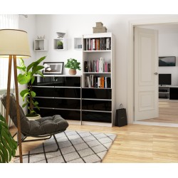 REGAŁ BIUROWY R 60 cm CLP 3 SZUFLADY 2 PÓŁKI BIAŁY / CZARNY POŁYSK