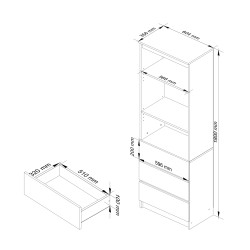 REGAŁ BIUROWY R 60 cm CLP 3 SZUFLADY 2 PÓŁKI BIAŁY / CZERWONY POŁYSK