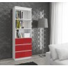 REGAŁ BIUROWY R 60 cm CLP 3 SZUFLADY 2 PÓŁKI BIAŁY / CZERWONY POŁYSK
