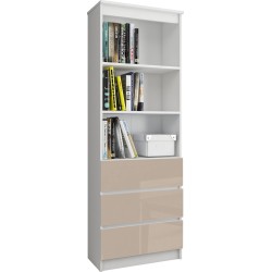 REGAŁ BIUROWY R 60 cm CLP 3 SZUFLADY 2 PÓŁKI BIAŁY / CAPPUCCINO POŁYSK