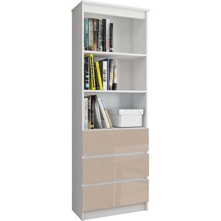 REGAŁ BIUROWY R 60 cm CLP 3 SZUFLADY 2 PÓŁKI BIAŁY / CAPPUCCINO POŁYSK