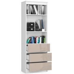 REGAŁ BIUROWY R 60 cm CLP 3 SZUFLADY 2 PÓŁKI BIAŁY / CAPPUCCINO POŁYSK
