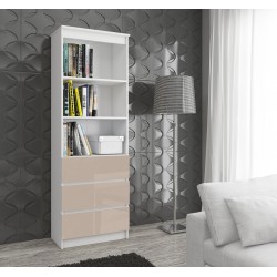 REGAŁ BIUROWY R 60 cm CLP 3 SZUFLADY 2 PÓŁKI BIAŁY / CAPPUCCINO POŁYSK