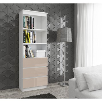 REGAŁ BIUROWY R 60 cm CLP 3 SZUFLADY 2 PÓŁKI BIAŁY / CAPPUCCINO POŁYSK