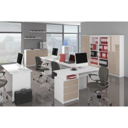 REGAŁ BIUROWY R 60 cm CLP 3 SZUFLADY 2 PÓŁKI BIAŁY / CAPPUCCINO POŁYSK