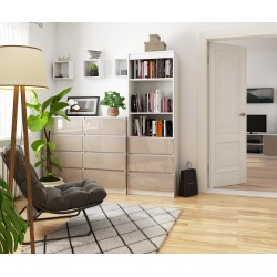 REGAŁ BIUROWY R 60 cm CLP 3 SZUFLADY 2 PÓŁKI BIAŁY / CAPPUCCINO POŁYSK