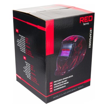 SAMOŚCIEMNIAJĄCA MASKA PRZYŁBICA SPAWALNICZA FILTR AUTOMATYCZNA RED TECHNIC RTAPS0062