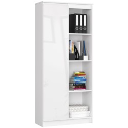 REGAŁ BIUROWY R 80 cm CLP 1 DRZWI 4 PÓŁKI BIAŁY / BIAŁY POŁYSK