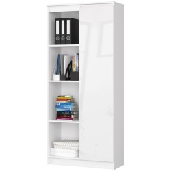 REGAŁ BIUROWY R 80 cm CLP 1 DRZWI 4 PÓŁKI BIAŁY / BIAŁY POŁYSK
