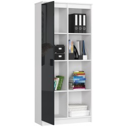 REGAŁ BIUROWY R 80 cm CLP 1 DRZWI 4 PÓŁKI BIAŁY / GRAFIT POŁYSK