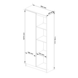 REGAŁ BIUROWY R 80 cm CLP 1 DRZWI 4 PÓŁKI BIAŁY / GRAFIT POŁYSK