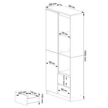 REGAŁ R11 R80 1D 2SZ CLP PK BIAŁY