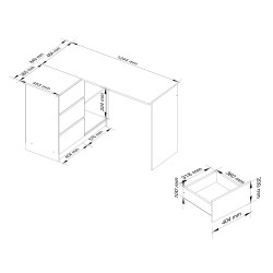 BIURKO NAROŻNE B16 124 cm LEWE 3 SZUFLADY PK DĄB CRAFT