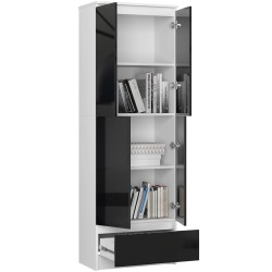 REGAŁ ZAMKNIETY R60 2D 1SZ CLP PK BIAŁY / CZARNY POŁYSK
