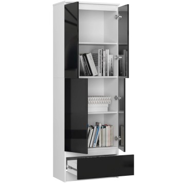 REGAŁ ZAMKNIETY R60 2D 1SZ CLP PK BIAŁY / CZARNY POŁYSK