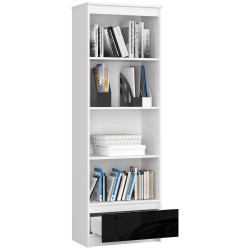 REGAŁ R 60 cm CLP 1 SZUFLADA 4 PÓŁKI BIAŁY / CZARNY POŁYSK