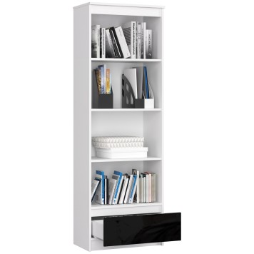 REGAŁ R 60 cm CLP 1 SZUFLADA 4 PÓŁKI BIAŁY / CZARNY POŁYSK