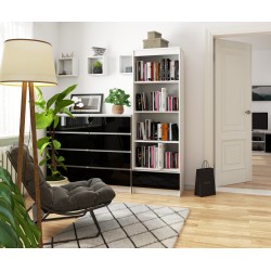 REGAŁ R 60 cm CLP 1 SZUFLADA 4 PÓŁKI BIAŁY / CZARNY POŁYSK