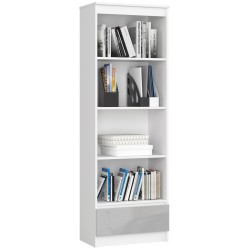 REGAŁ R 60 cm CLP 1 SZUFLADA 4 PÓŁKI BIAŁY / METALIK POŁYSK