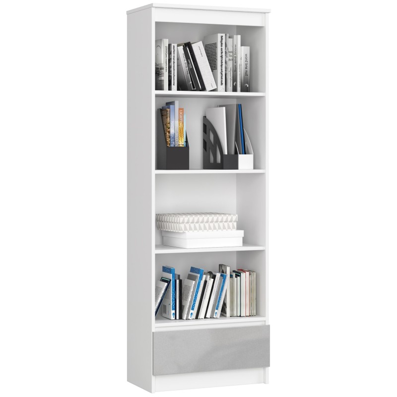 REGAŁ R 60 cm CLP 1 SZUFLADA 4 PÓŁKI BIAŁY / METALIK POŁYSK REGAŁ R 60 cm CLP 1 SZUFLADA 4 PÓŁKI BIAŁY / METALIK POŁYSK