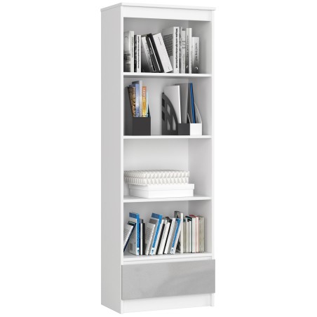 REGAŁ R 60 cm CLP 1 SZUFLADA 4 PÓŁKI BIAŁY / METALIK POŁYSK