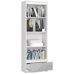 REGAŁ R 60 cm CLP 1 SZUFLADA 4 PÓŁKI BIAŁY / METALIK POŁYSK