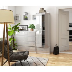 REGAŁ R 60 cm CLP 1 SZUFLADA 4 PÓŁKI BIAŁY / METALIK POŁYSK