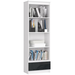 REGAŁ R 60 cm CLP 1 SZUFLADA 4 PÓŁKI BIAŁY / GRAFIT POŁYSK