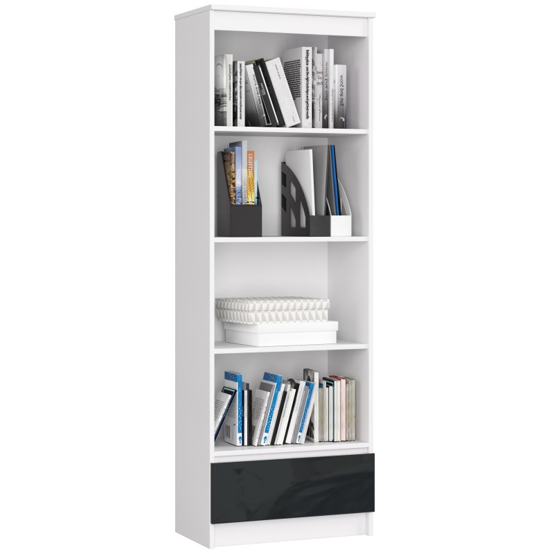 REGAŁ R 60 cm CLP 1 SZUFLADA 4 PÓŁKI BIAŁY / GRAFIT POŁYSK REGAŁ R 60 cm CLP 1 SZUFLADA 4 PÓŁKI BIAŁY / GRAFIT POŁYSK