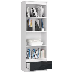 REGAŁ R 60 cm CLP 1 SZUFLADA 4 PÓŁKI BIAŁY / GRAFIT POŁYSK