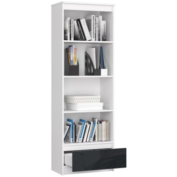 REGAŁ R 60 cm CLP 1 SZUFLADA 4 PÓŁKI BIAŁY / GRAFIT POŁYSK